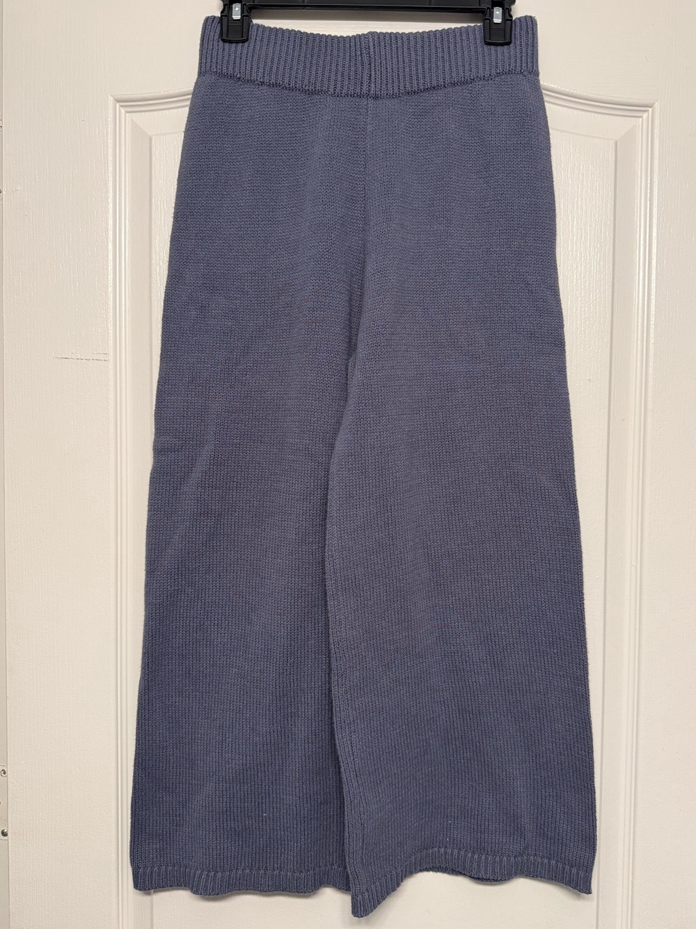 Sincerely Jules Blue Gray Sweater Knit Wide Leg Pants Size Large Cozy Chic